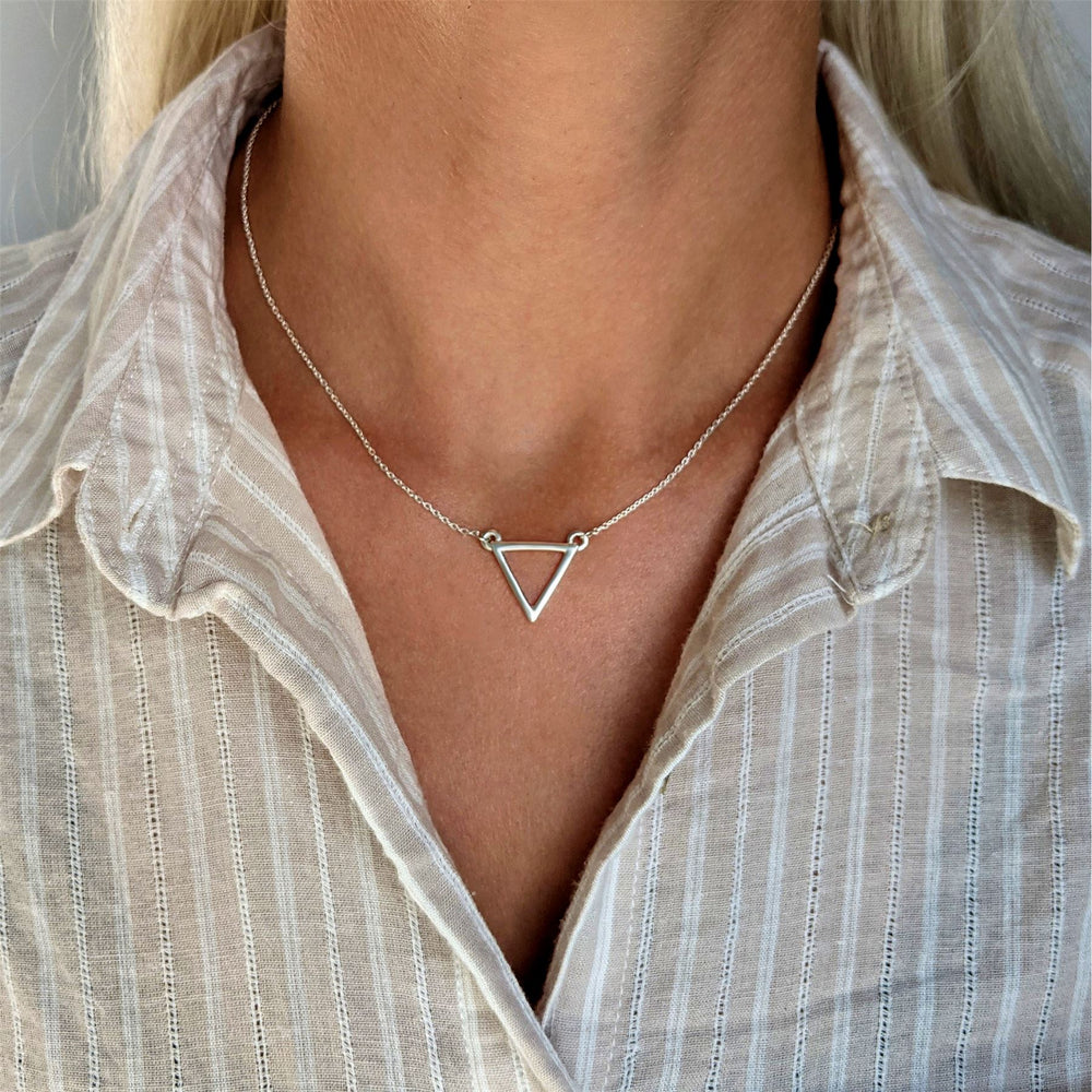 
                  
                    Sterling Silver Geometric Triangle Necklace
                  
                