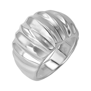 
                  
                    Sterling Silver Chunky Croissant Dome Ring - Wide Ribbed Band
                  
                