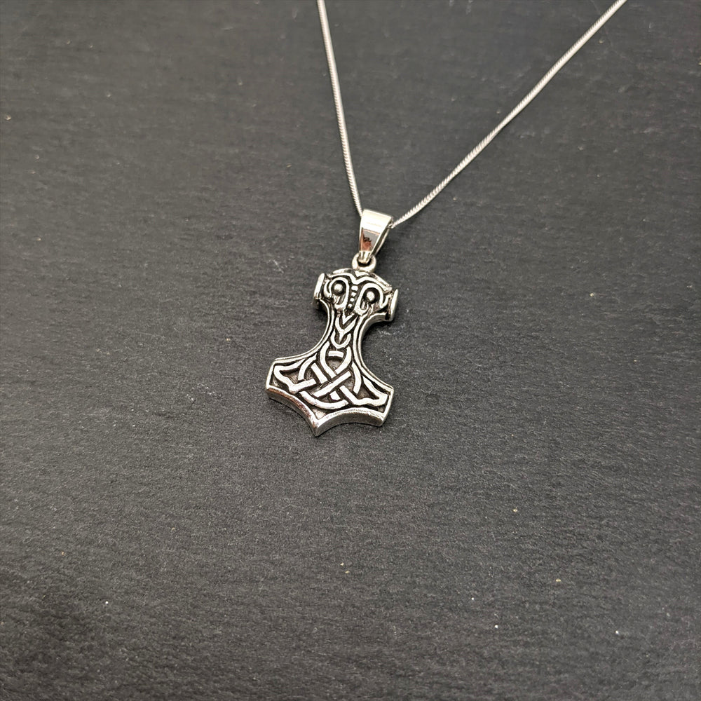 
                  
                    Sterling Silver Chunky Mjolnir Norse Thor's Hammer Pendant Necklace
                  
                