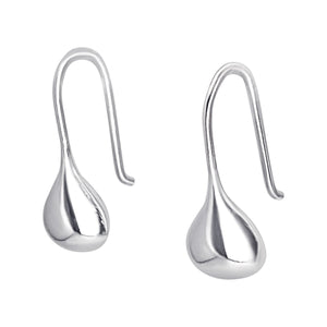 
                  
                    Sterling Silver Puffed Teardrop Hook Earrings - Small Water Drop
                  
                