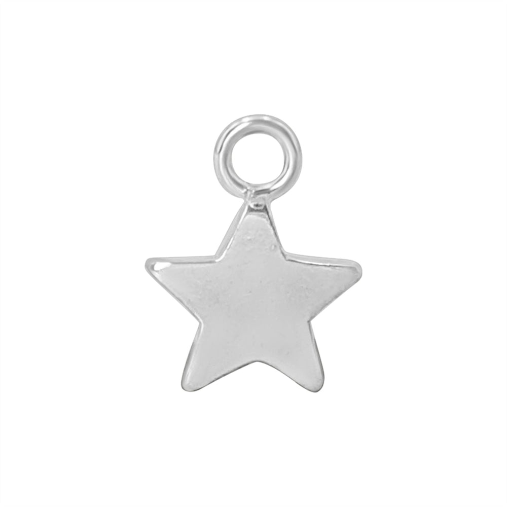 Sterling Silver Flat Star Charm for Jewellery Making - Celestial Style