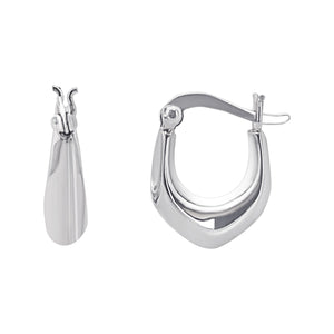 
                  
                    Sterling Silver Pentagonal Hoop Earrings - Chunky Pointed Hoops
                  
                