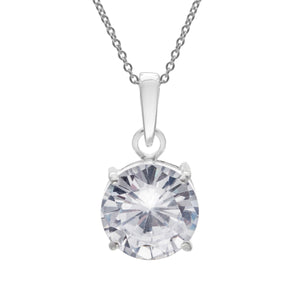 
                  
                    Sterling Silver Round Cut CZ Pendant Necklace
                  
                