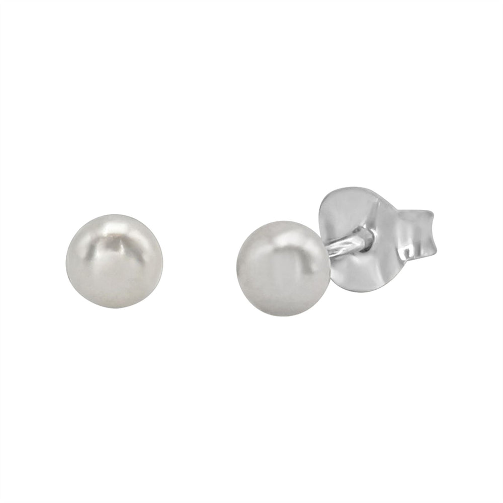 Sterling Silver Round Freshwater Pearl Stud Earrings 4mm Classic Studs