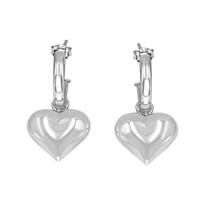 
                  
                    Sterling Silver Large Puffed Heart Hoop Earrings - Round Tube Design
                  
                