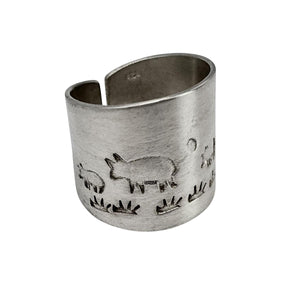 
                  
                    Hill Tribe Silver Wide Band Farm Animal Landscape Adjustable Ring
                  
                