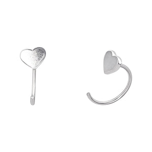 
                  
                    Sterling Silver Open Heart Pull-Through Hoop Earrings - Half Hoops
                  
                