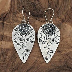 
                  
                    Karen Hill Tribe Silver Flower Engraved Leaf Dangle Earrings
                  
                