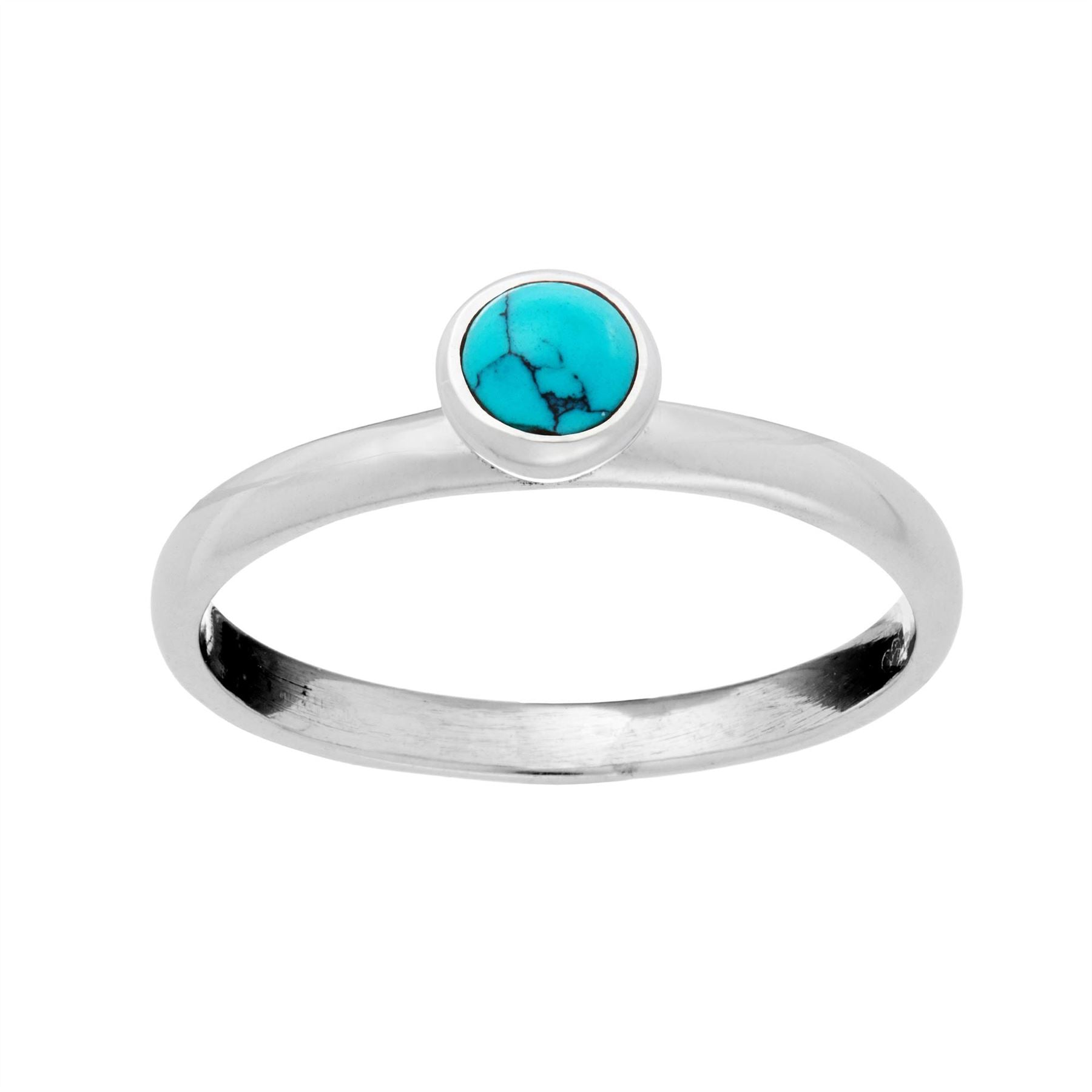 Sterling Silver Round Solitaire Ring Gemstone Stacking Band