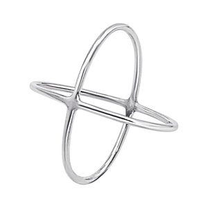 
                  
                    Sterling Silver Wide Criss Cross Ring - Modern Sleek Crossover Design
                  
                