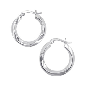 
                  
                    Sterling Silver Ripple Hoop Earrings - 25mm Twisted Square Tube Hoops
                  
                