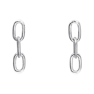 
                  
                    Sterling Silver Oval Link Dangle Earrings - Paperclip Chain Design
                  
                