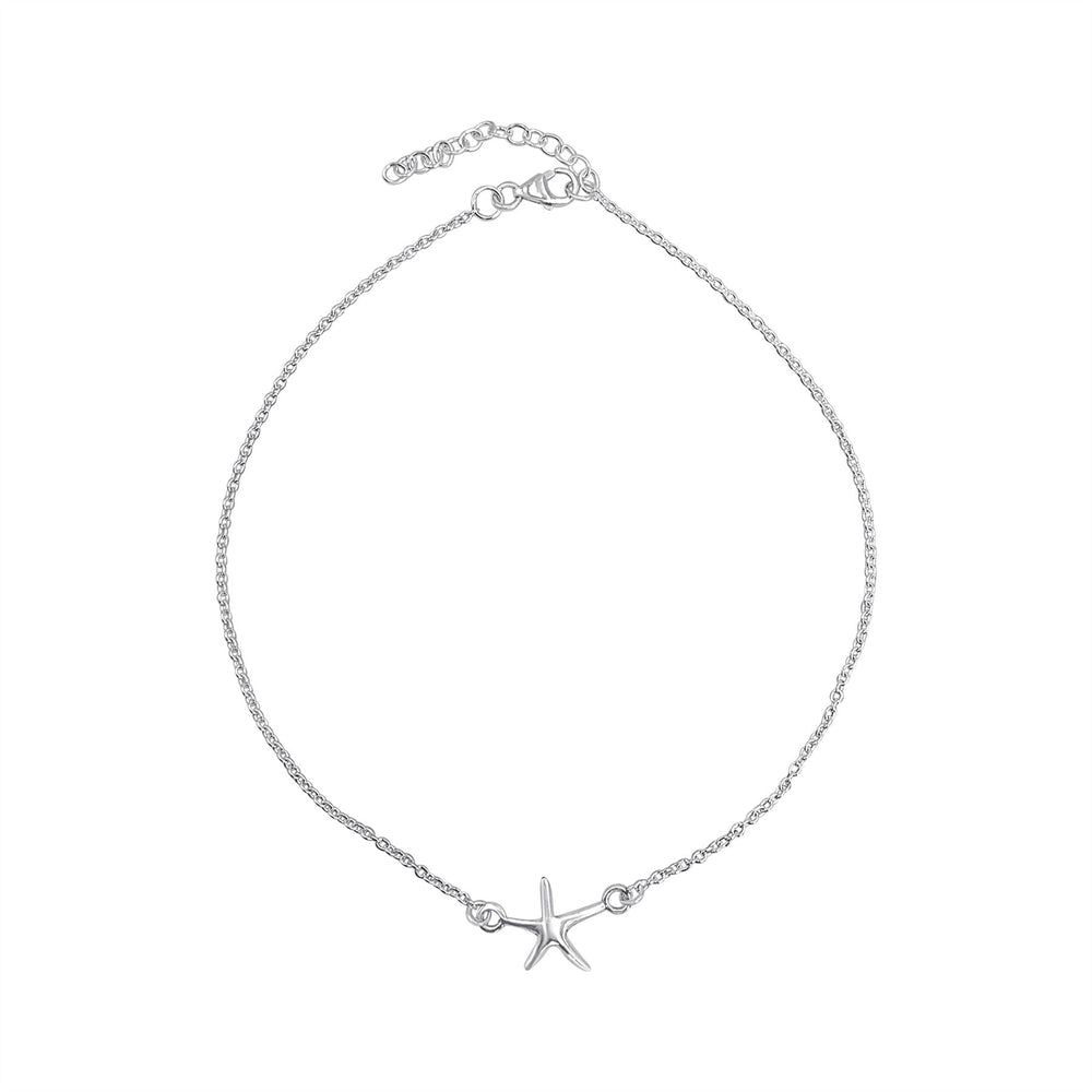 Sterling Silver Cubic Zirconia Anklet - Round Crystal Bead Detail