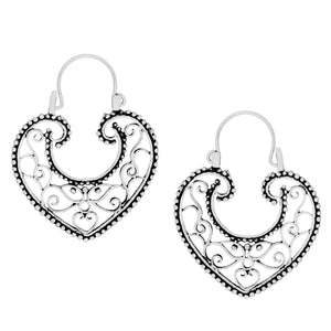 
                  
                    Sterling Silver Bali Filigree Heart Dangle Earrings
                  
                