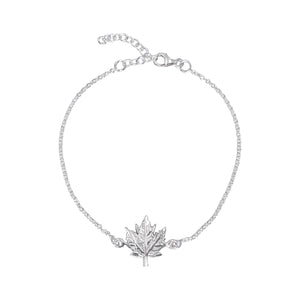 
                  
                    Sterling Silver Large Maple Leaf Bracelet - Cable Chain Style
                  
                