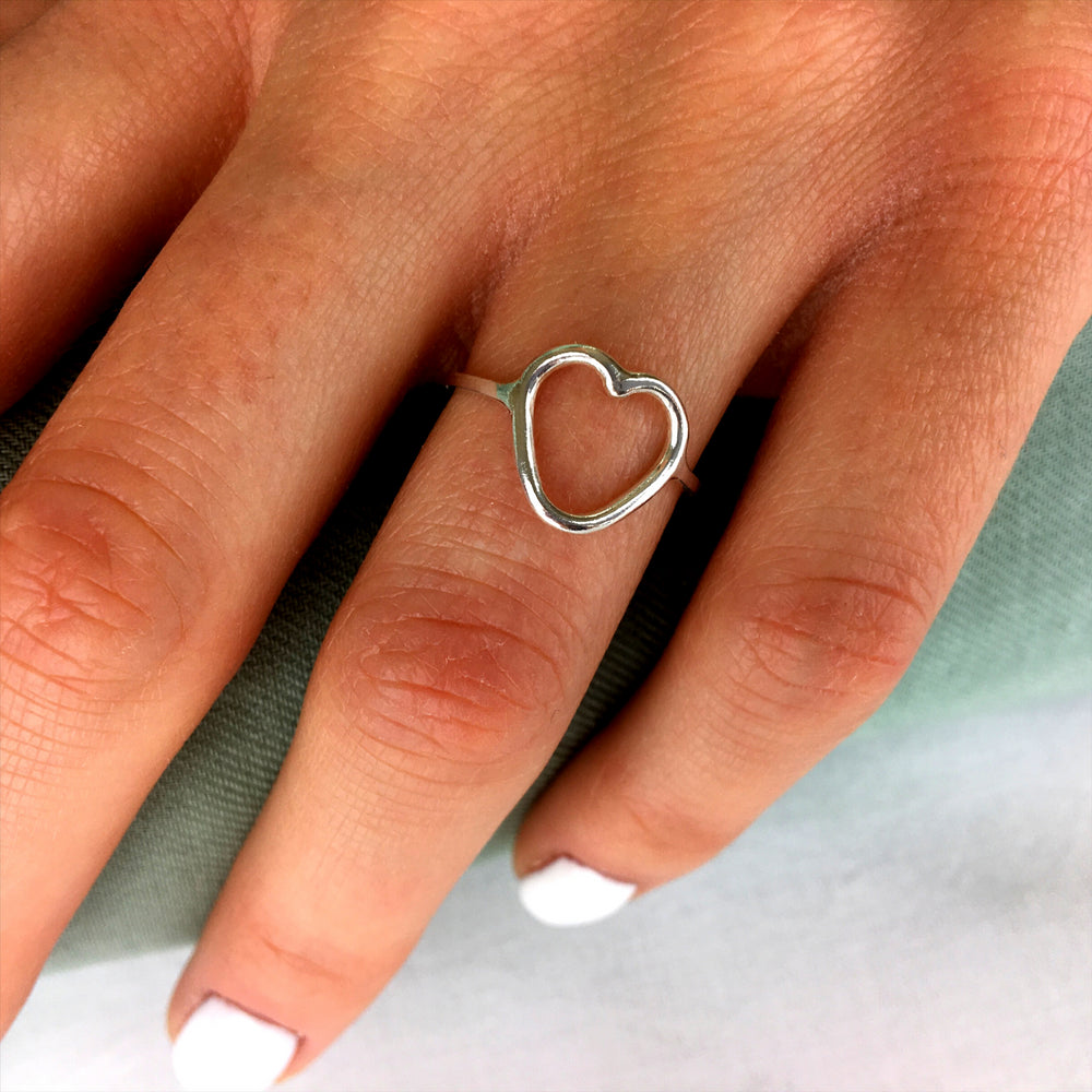 
                  
                    Sterling Silver Simple Open Love Heart Wire Ring
                  
                