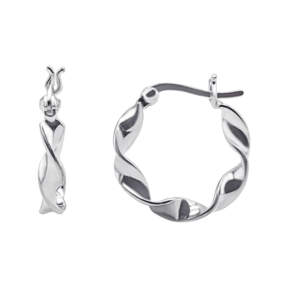 Sterling Silver Twisted Hoops - 20mm Chunky Rippled Square Tube Design