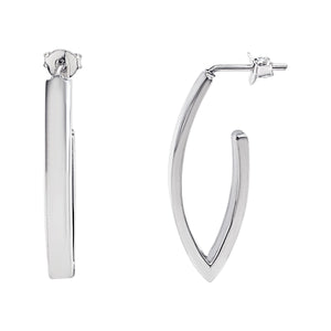 
                  
                    Sterling Silver Chunky Pointed Hoop Earrings - 30mm Long Oval Hoops
                  
                