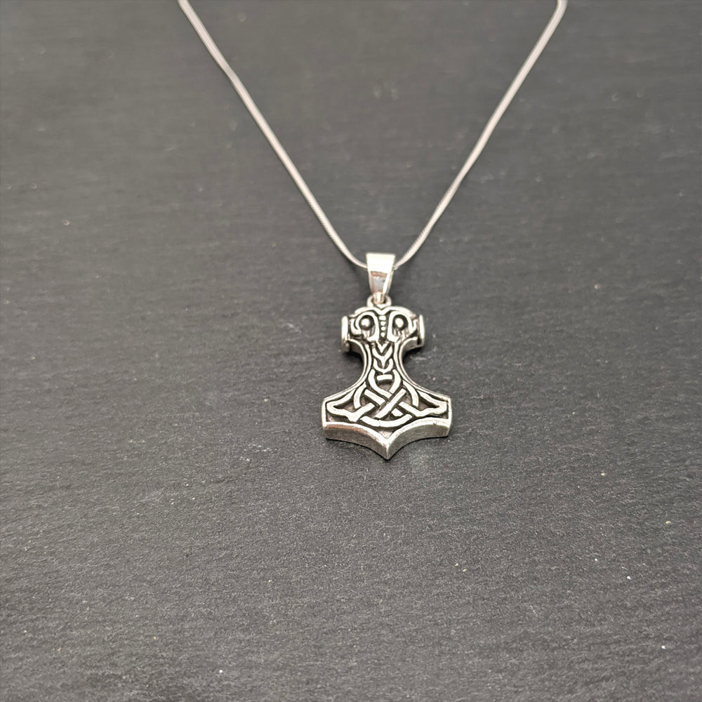 
                  
                    Sterling Silver Chunky Mjolnir Norse Thor's Hammer Pendant Necklace
                  
                