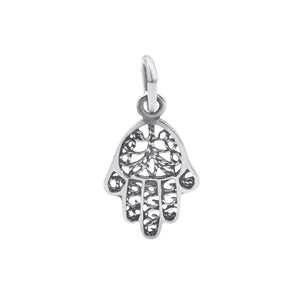 
                  
                    Sterling Silver Small Hamsa Fatima Hand Filigree Charm
                  
                