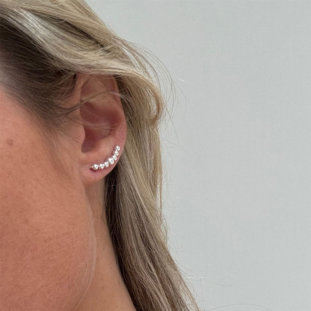 
                  
                    Sterling Silver Graduated Ball Climber Earrings - Geometric Climbers
                  
                