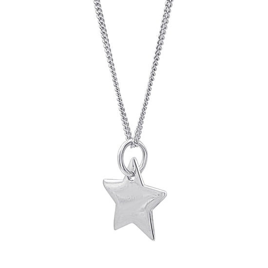 Sterling Silver Smooth Star Pendant Necklace - Celestial Design