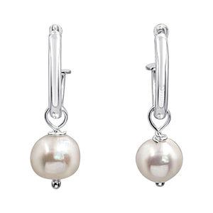 
                  
                    Sterling Silver Freshwater Pearl Hoop Earrings - Gemstone Drop Style
                  
                