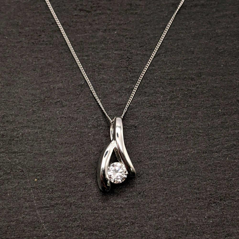 
                  
                    Sterling Silver Cubic Zirconia Wishbone Pendant Necklace
                  
                