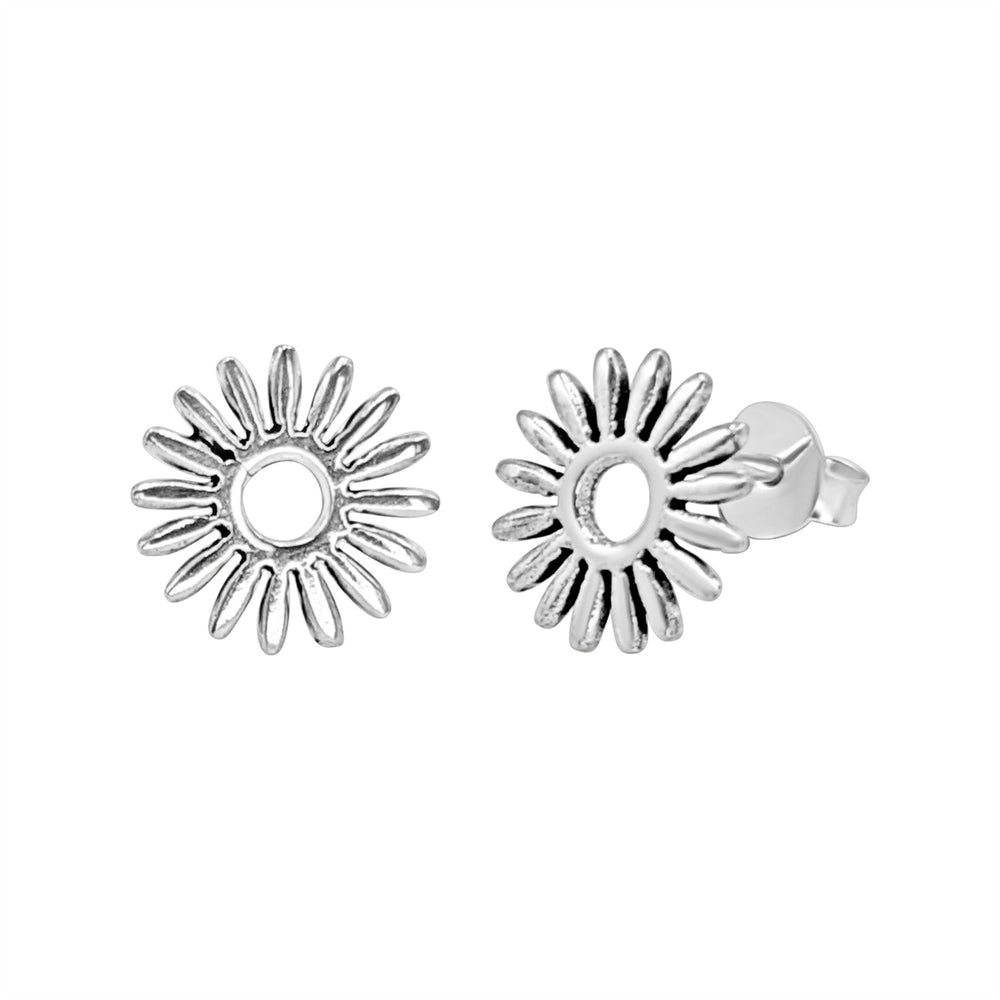 Sterling Silver Open Flower Stud Earrings - Dainty Floral Studs