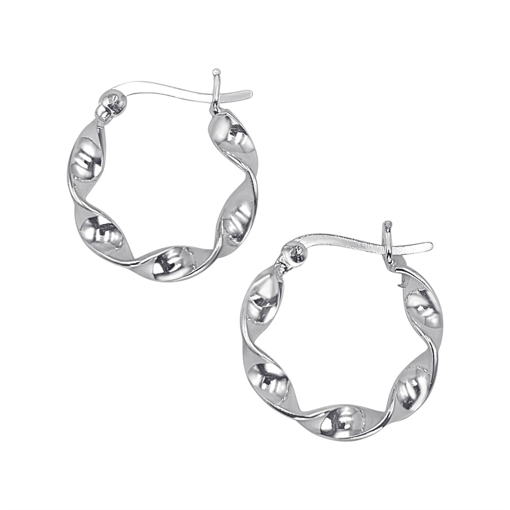 Sterling Silver Twisted Hoops - 20mm Chunky Rippled Flat Tube Design