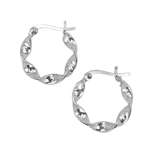 
                  
                    Sterling Silver Twisted Hoops - 20mm Chunky Rippled Square Tube Design
                  
                