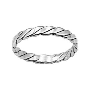 
                  
                    Sterling Silver Flat Twisted Rope Ring - Minimalist Plain Band Design
                  
                