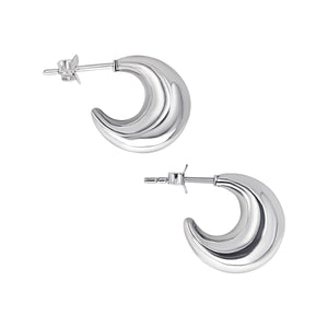 
                  
                    Sterling Silver Tapered Crescent Hoop Earrings - 15mm Sleek Hoops
                  
                