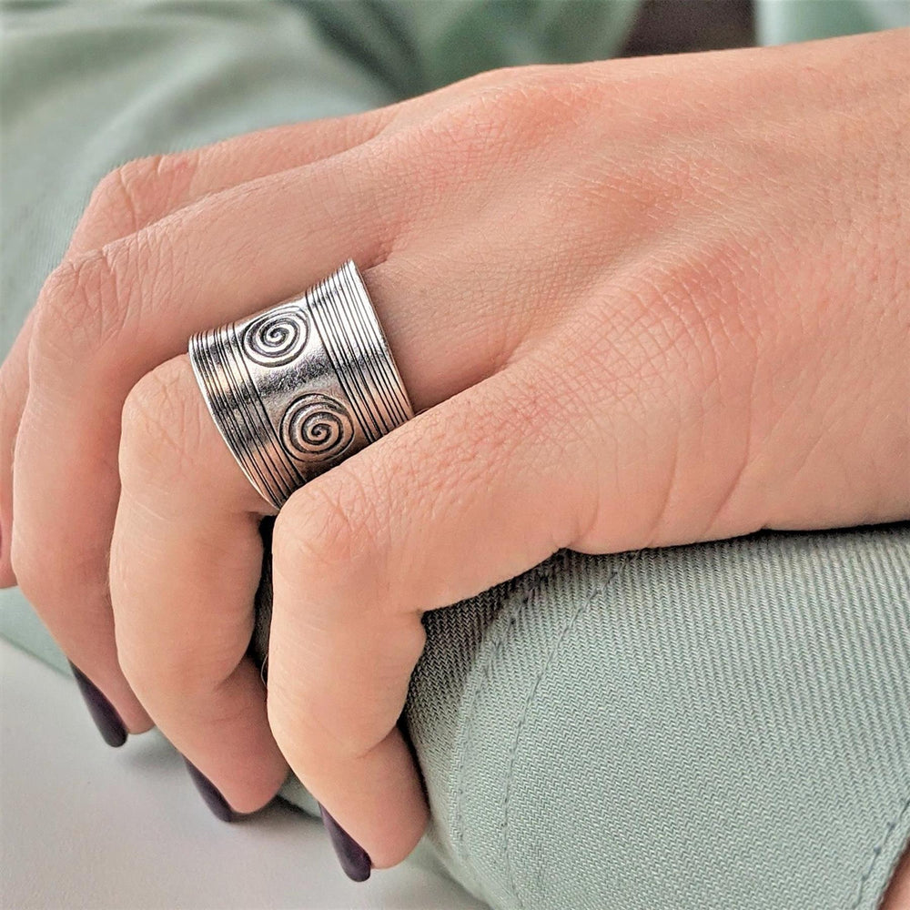 
                  
                    Karen Hill Tribe Silver Wide Engraved Spiral Adjustable Ring
                  
                