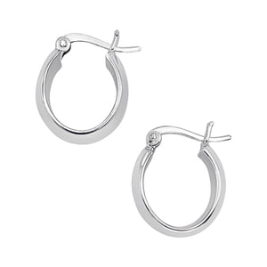 
                  
                    Sterling Silver Chunky Oval Hoop Earrings - 18mm Flat Tube Huggies
                  
                