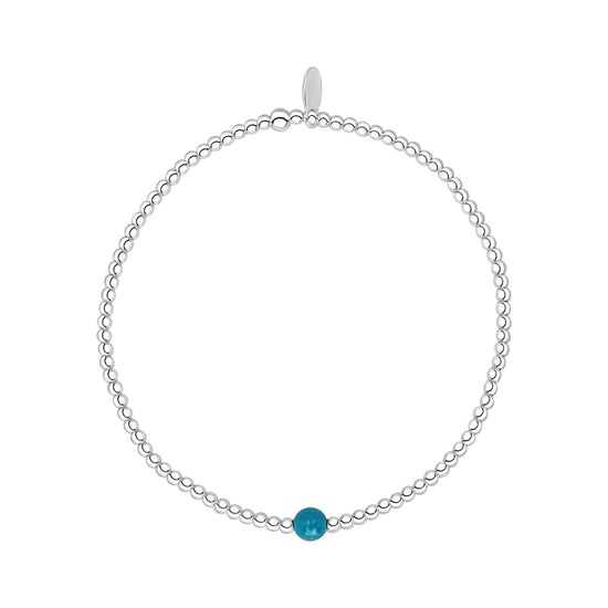 Sterling Silver Turquoise Beaded Stretch Bracelet - Ball Bead Design