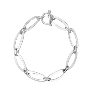 
                  
                    Sterling Silver Chunky Oval Link Chain Bracelet with T-Bar Clasp
                  
                