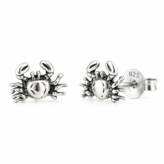 Sterling Silver Small Crab Stud Earrings – Nautical Marine-Life Studs