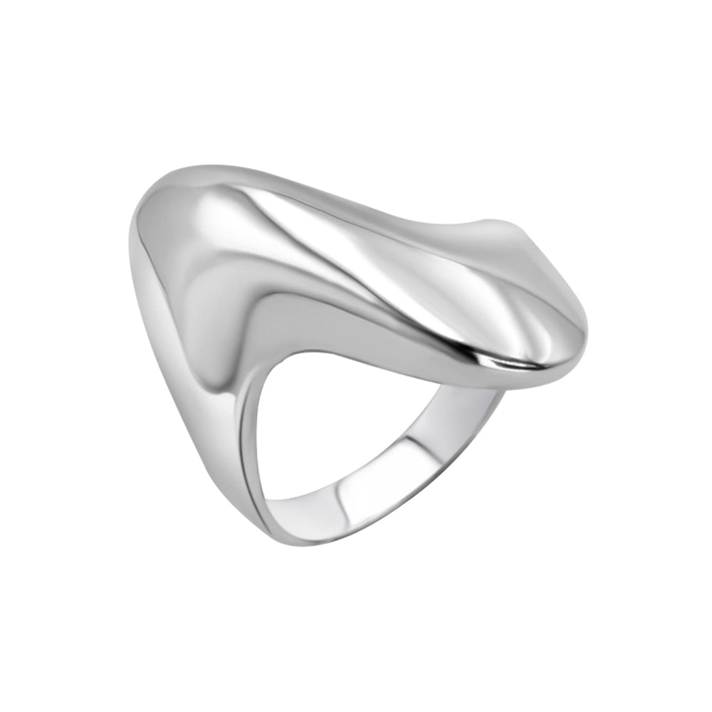 Sterling Silver Statement Wave Ring - Asymmetrical Wavy Swirl Band