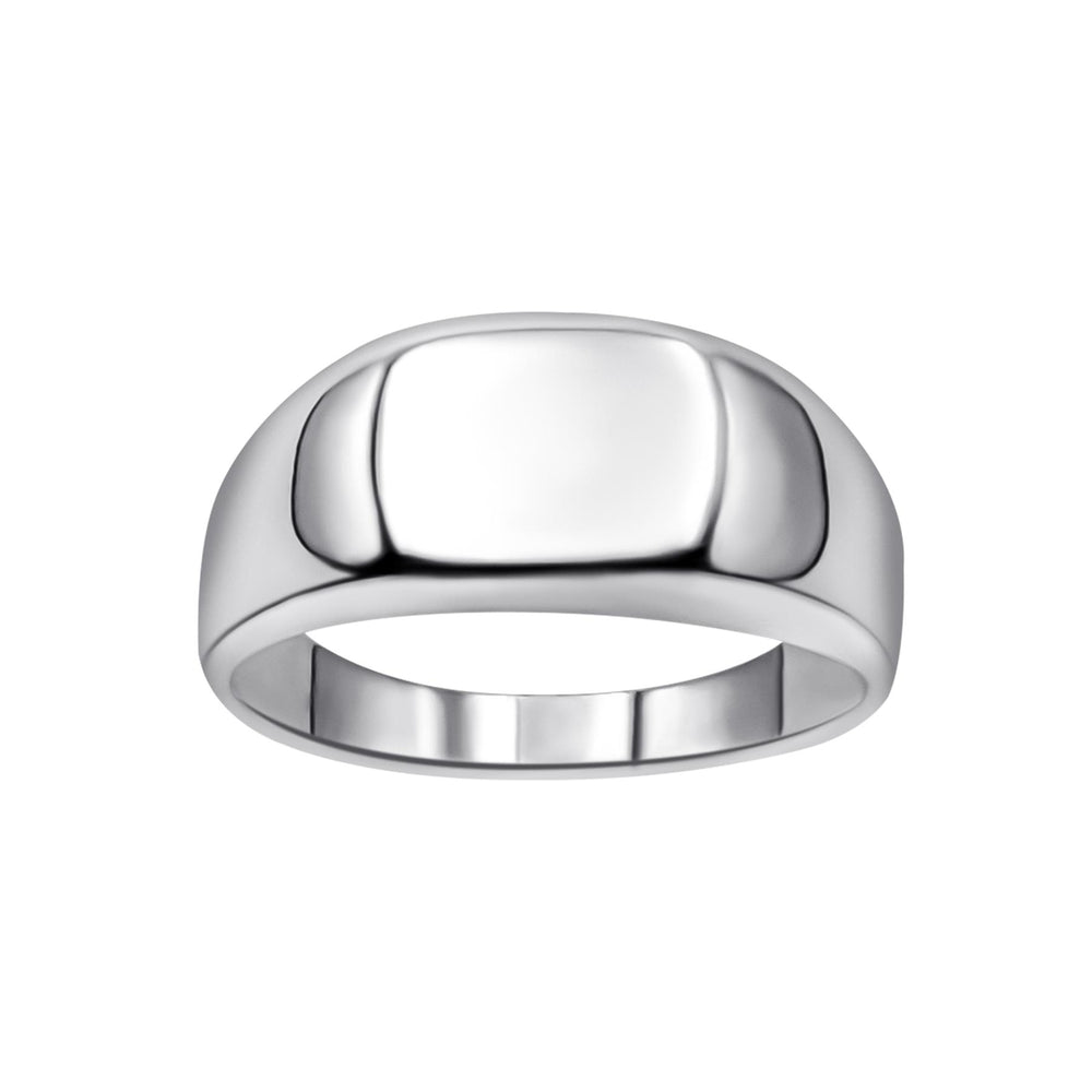 Sterling Silver Chunky Square Signet Ring - Classic Wide Band Design