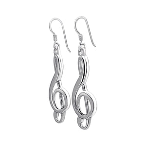 
                  
                    Sterling Silver Treble Clef Dangle Earrings - Musical Note Design
                  
                