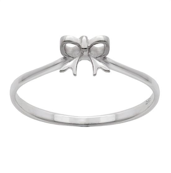 Sterling Silver Thin Small Bow Ribbon Ring