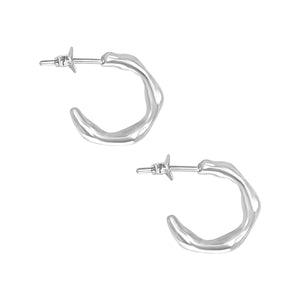 
                  
                    Sterlnig Silver Molten Hoop Earrings - Minimalist Small Wavy Hoops
                  
                