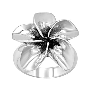 
                  
                    Sterling Silver Large Hawaiian Flower Ring - Chunky Plumeria Band
                  
                