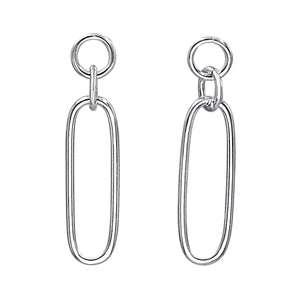 
                  
                    Sterling Silver Oval Circle Dangle Earrings - Paperclip Chain Style
                  
                