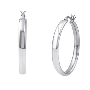 
                  
                    Sterling Silver Chunky Medium Hoops Flat Tube Hoop Earrings
                  
                