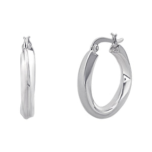 
                  
                    Sterling Silver Ripple Hoop Earrings - 25mm Twisted Square Tube Hoops
                  
                