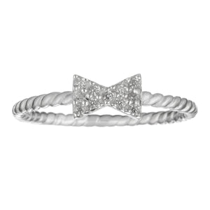 
                  
                    Sterling Silver 11 Tiny CZ Rope Bow Small Cute Ring
                  
                