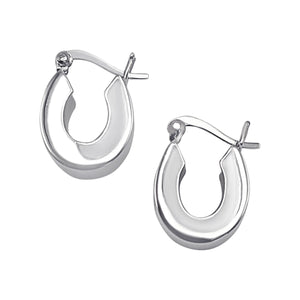 
                  
                    Sterling Silver Chunky Oval Hoop Earrings - 18mm Square Tube Hoops
                  
                