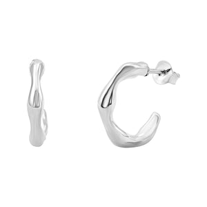 
                  
                    Sterlnig Silver Molten Hoop Earrings - Minimalist Small Wavy Hoops
                  
                